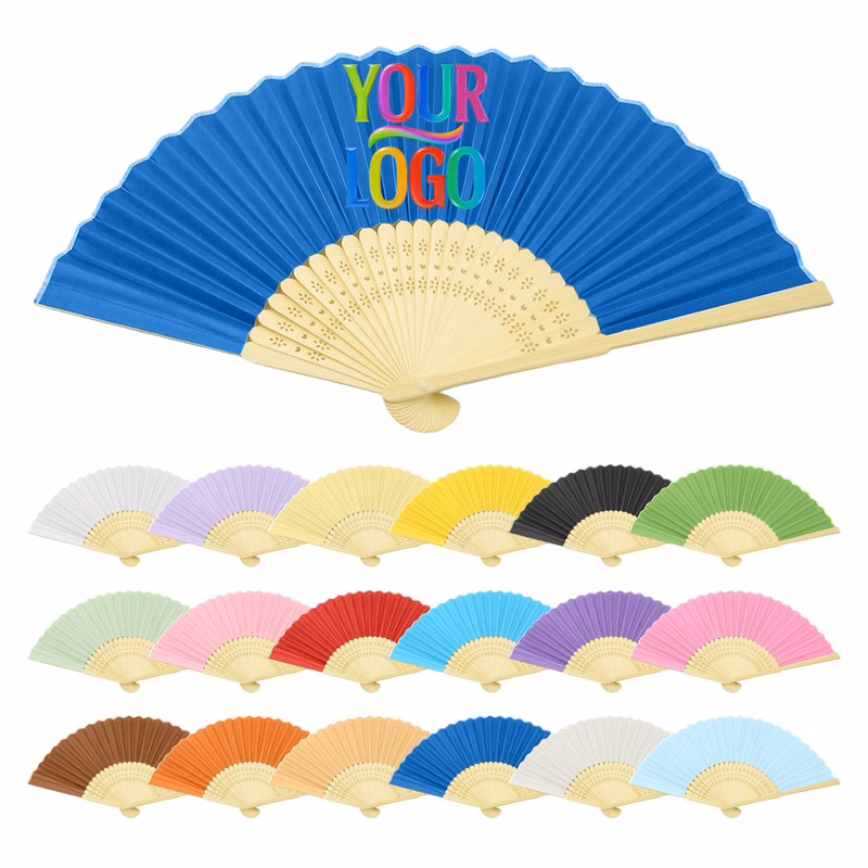 Bamboo Ribs Fabric Handheld Folding Fan