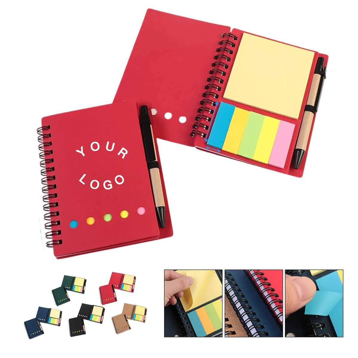 Portable Kraft Memo Pad with Sticky Flags 1
