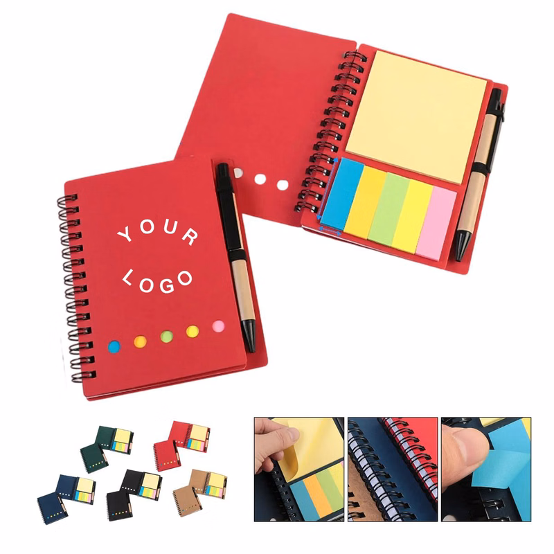Portable Kraft Memo Pad with Sticky Flags