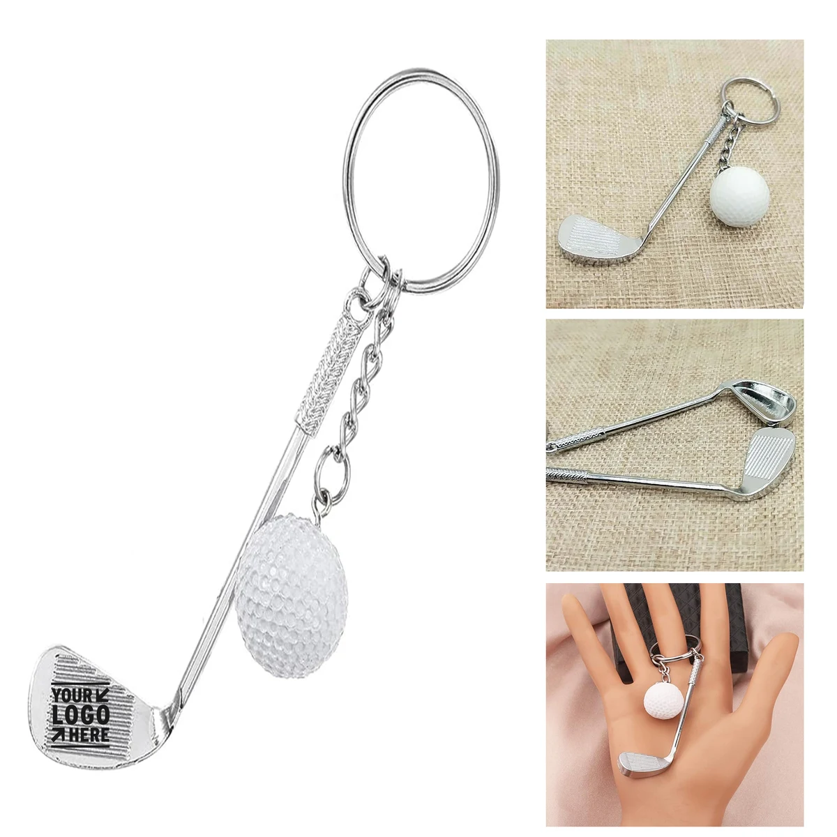 1 Set Z56-B Golf Racket Ball Charms Pendant Keychain Key Ring 1