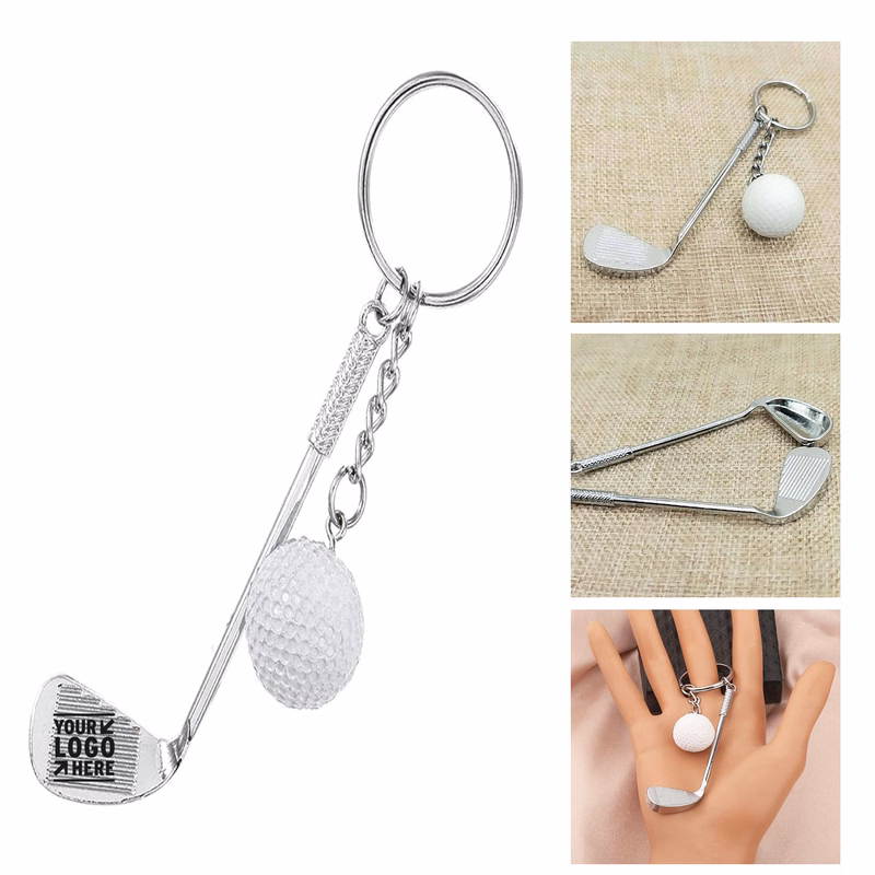 1 Set Z56-B Golf Racket Ball Charms Pendant Keychain Key Ring