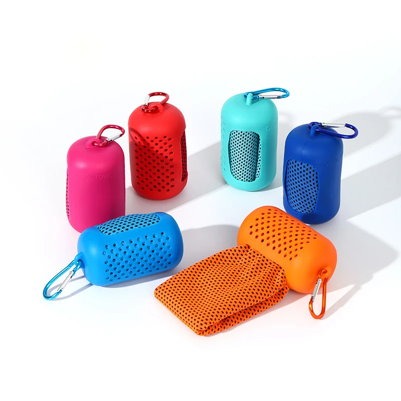 Travel Sports Workout Cooling Towel With Silicone Case 1