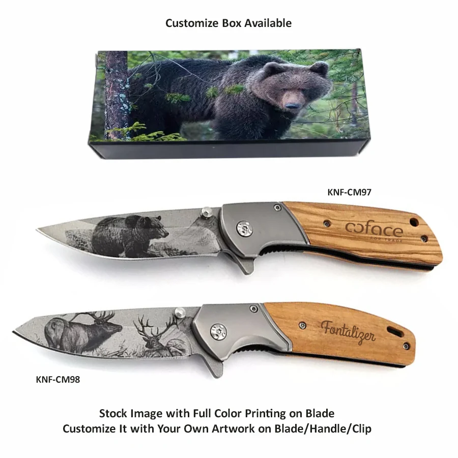 ApexBlade - Olivewood Folding Pocket Knife with Stainless Steel Blade – Full-Color & Gift Box Option 1