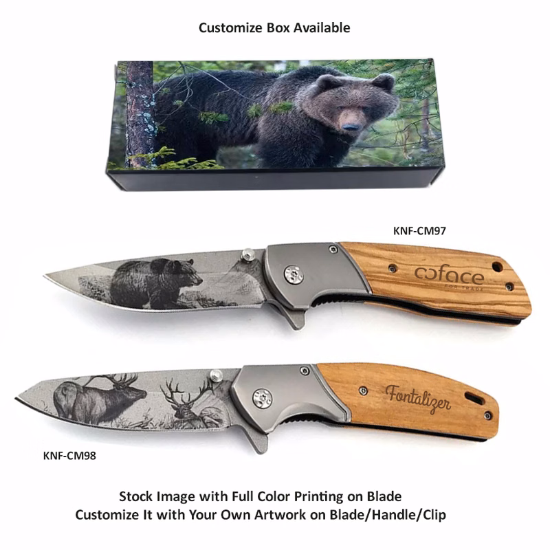 ApexBlade - Olivewood Folding Pocket Knife with Stainless Steel Blade – Full-Color & Gift Box Option