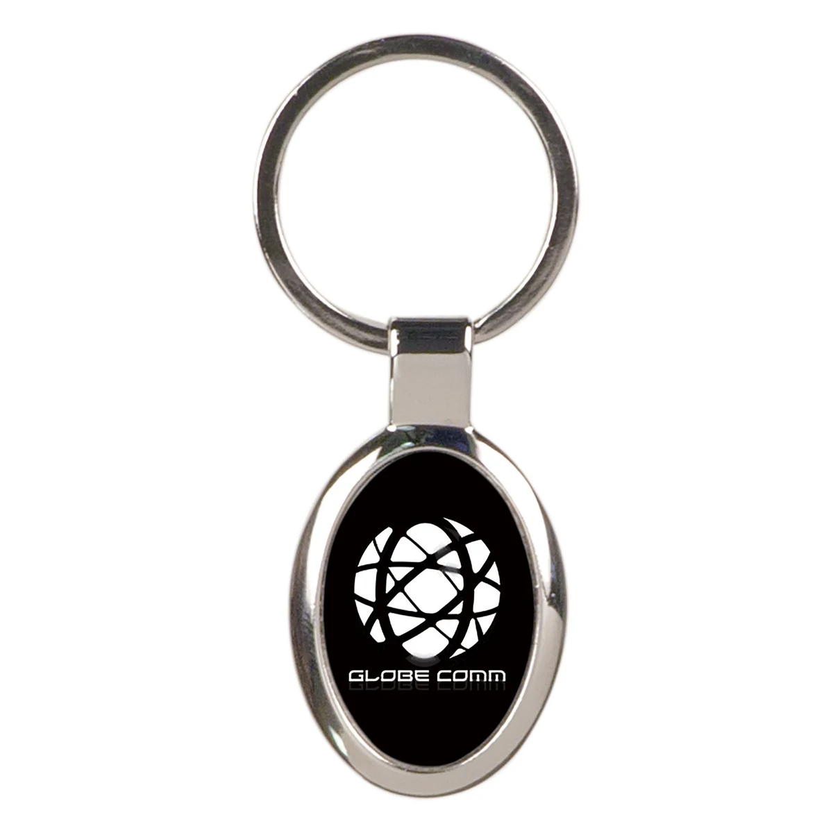 1 1/8" x 1 5/8" Black Oval Keychain 1