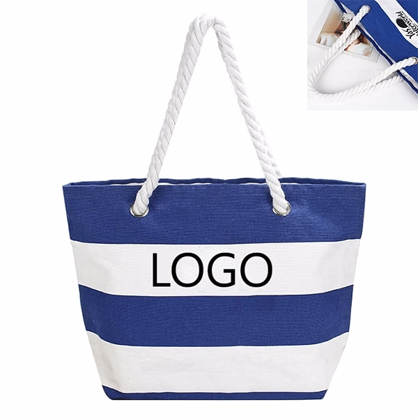 Canvas striped to bag With Rope Handle
