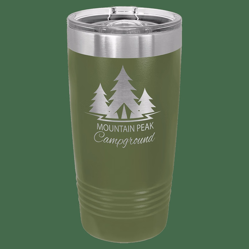 20 oz. Olive Green Laser Engraved Polar Camel Ringneck Tumblers w/Slider Lid