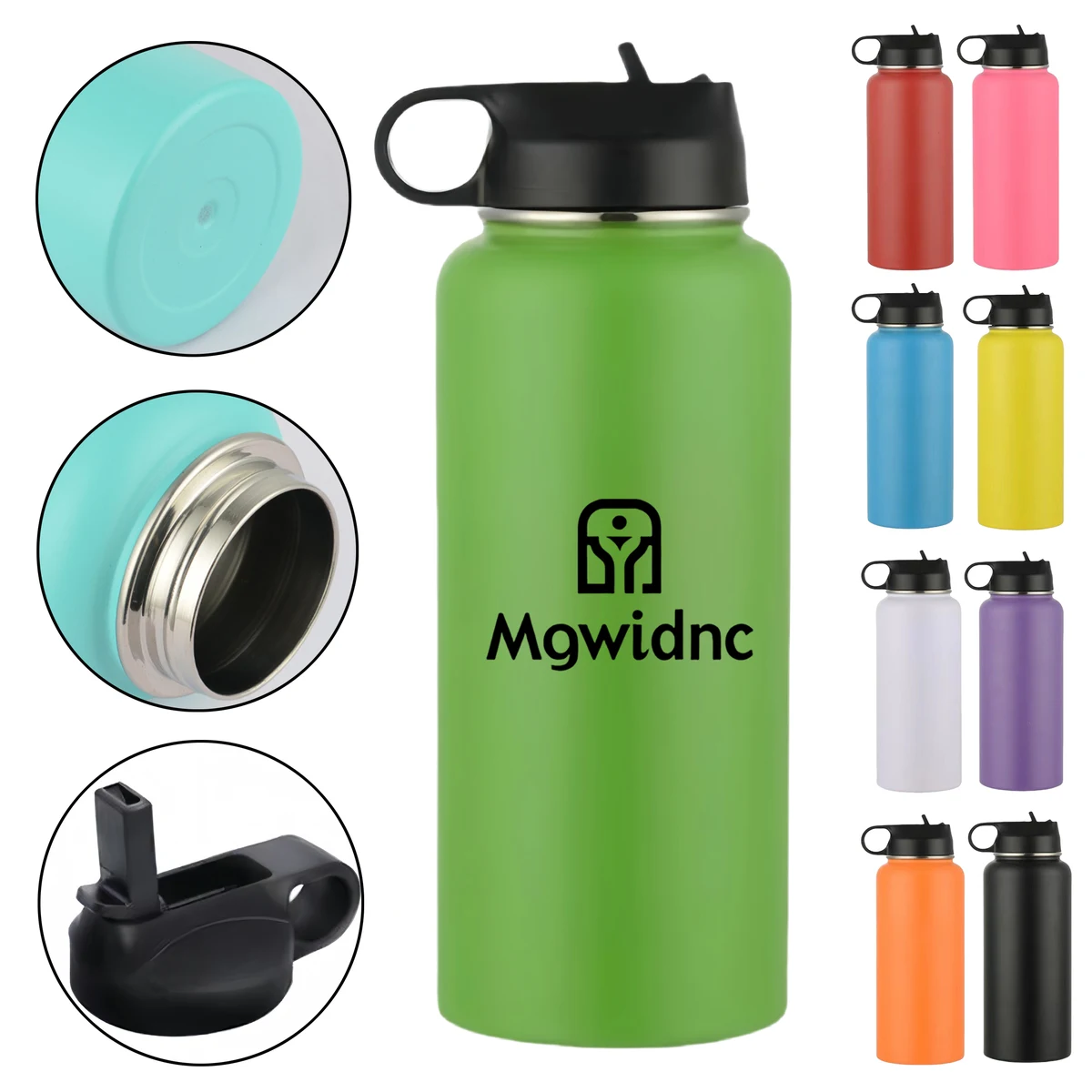 32oz Stainless Steel Vacuum Insulated Water Bottle with Straw Lid, custom water bottle with logo imprint 1