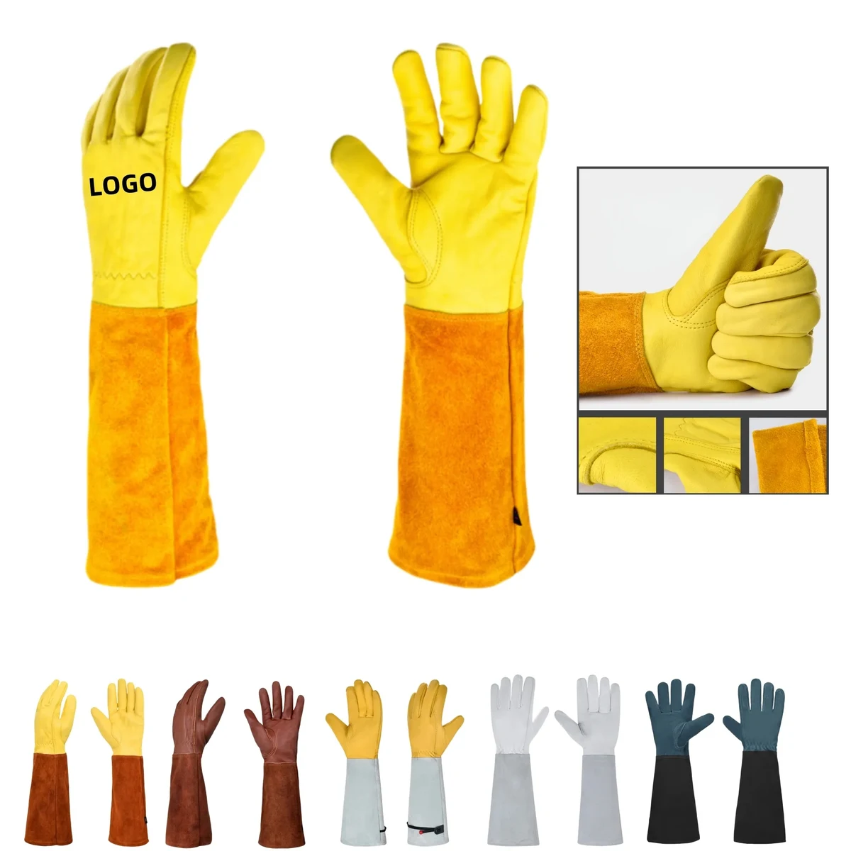 Long-Cuff Cowhide Protective Gloves 1