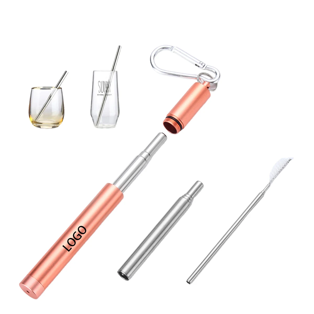 304 Stainless Steel Collapsible Straw with Case 1