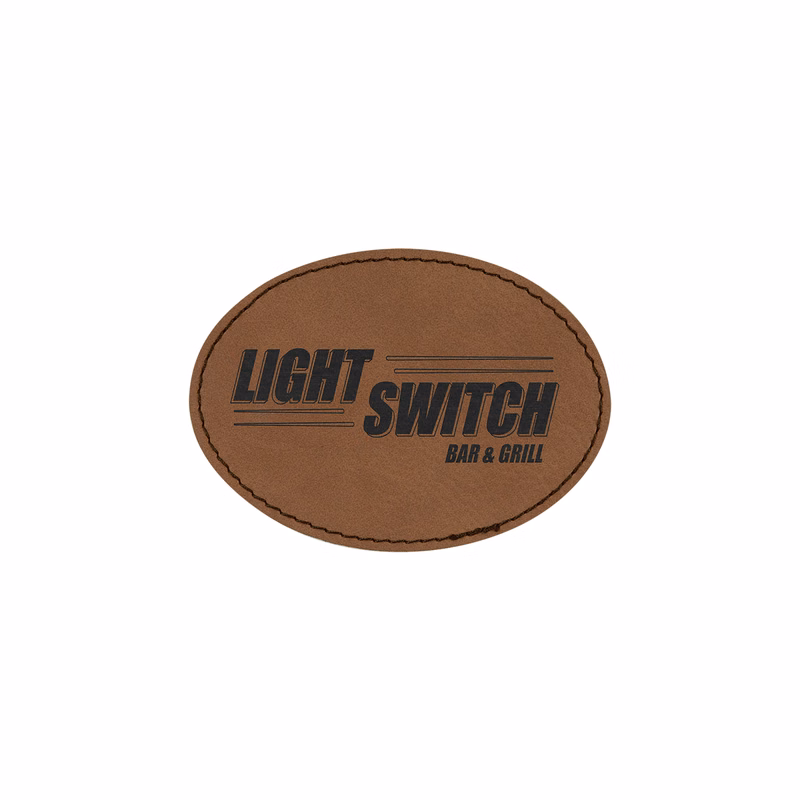 3" x 2" Dark Brown Leatherette Oval Patch with Adhesive