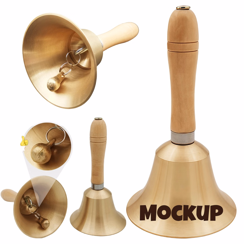Wooden Handle Solid Brass Hand Call Bell