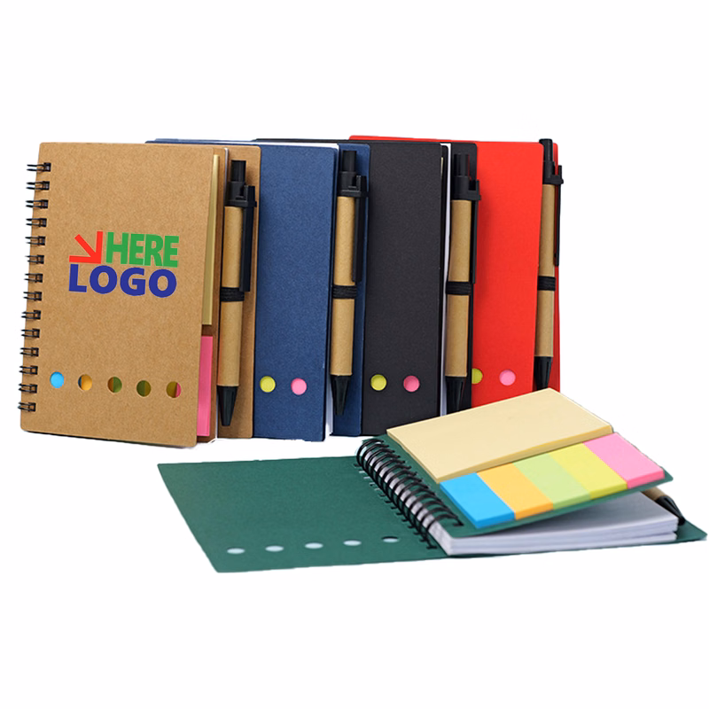 MOQ50 Spiral Notebook With Sticky Notes And Pen