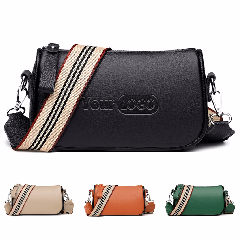 Leather Simple stylish wide shoulder strap cross-body bag