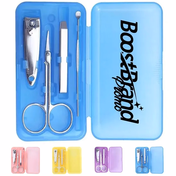 Custom Mini Travel Manicure Set in Translucent Case — Portable Grooming Essential