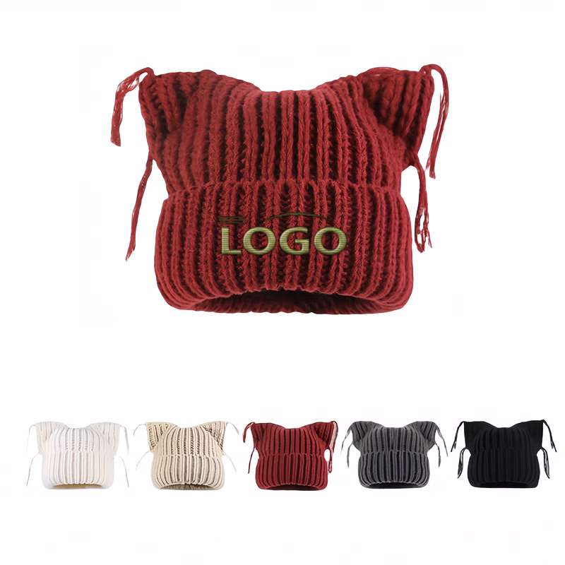 Warm Cat Ear Knit Hat with Tassels for Winter Adventures
