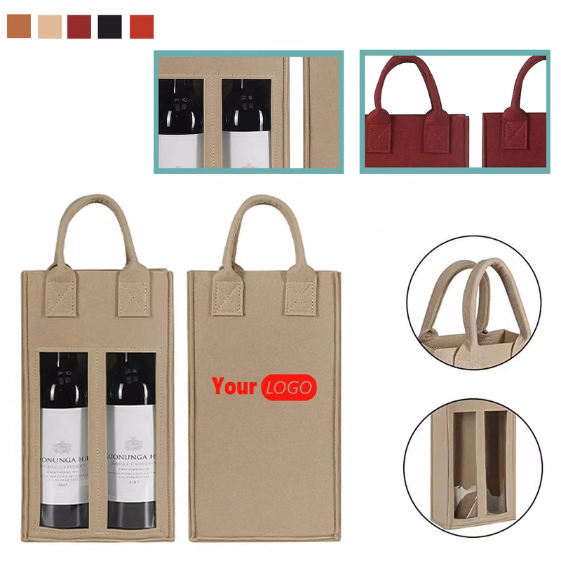 MOQ50 Colorul Felt Wine Bag Customized Logo