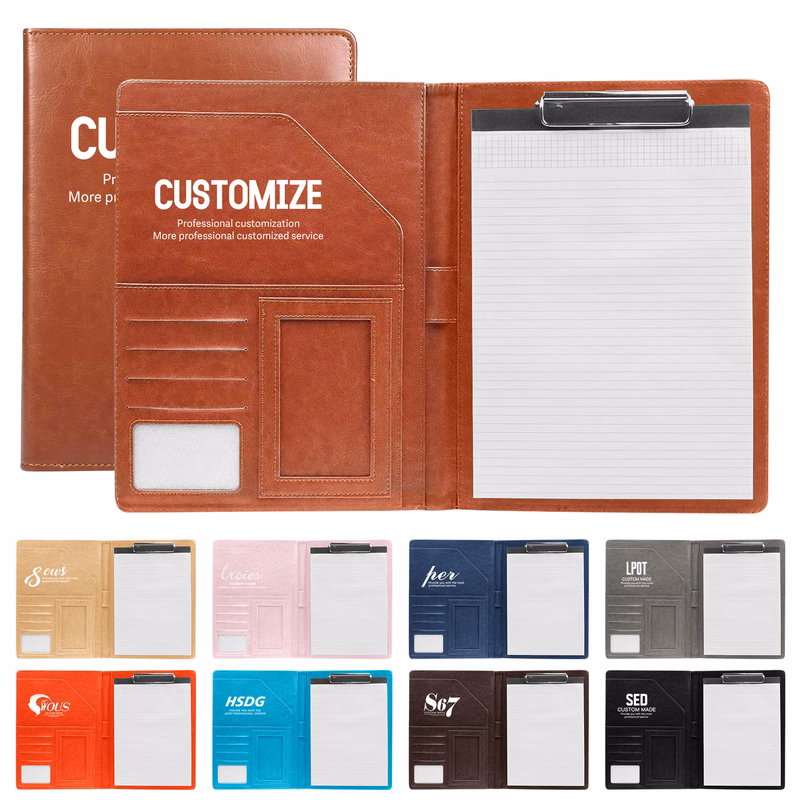 Multifunctional A4 PU Leather Binder Padfolio Folder