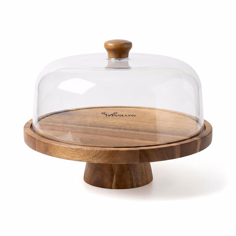 Winslow 2-in-1 Acacia Wood Serving Board With Plastic Dome