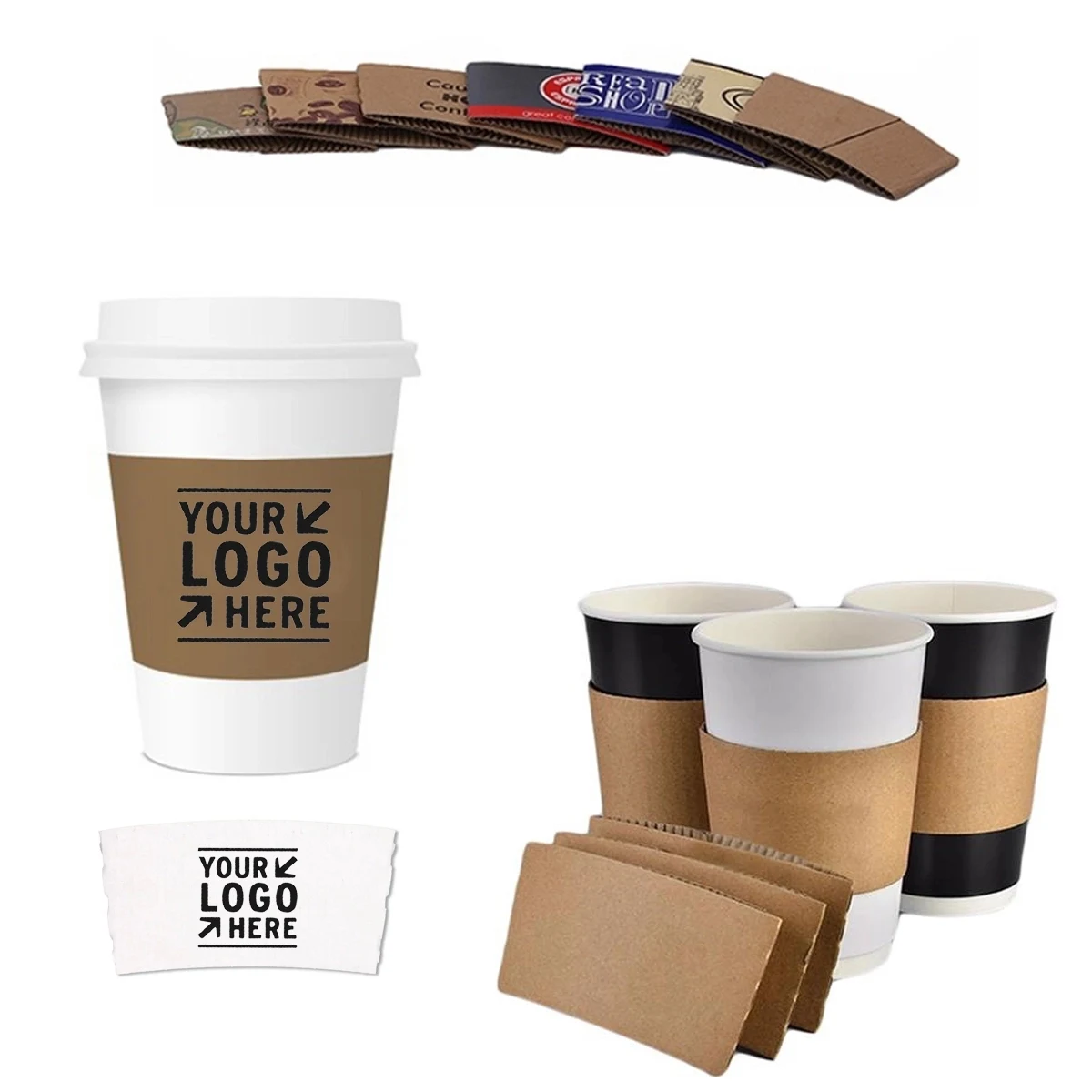 Disposable Kraft Paper Heat Insulation Coffee Sleeves Cover 1