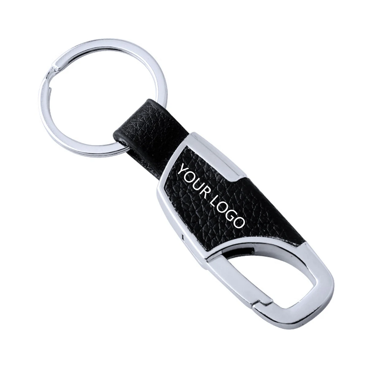 Metal Leather Keychain With Carabiner 1