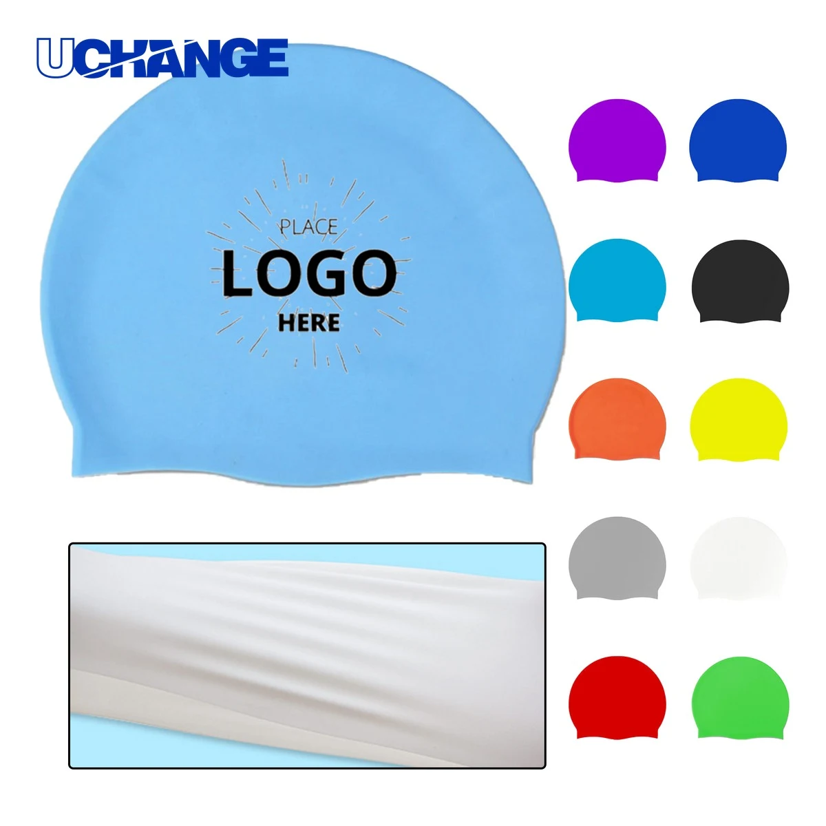 Solid Color Silicone Swim Cap 1