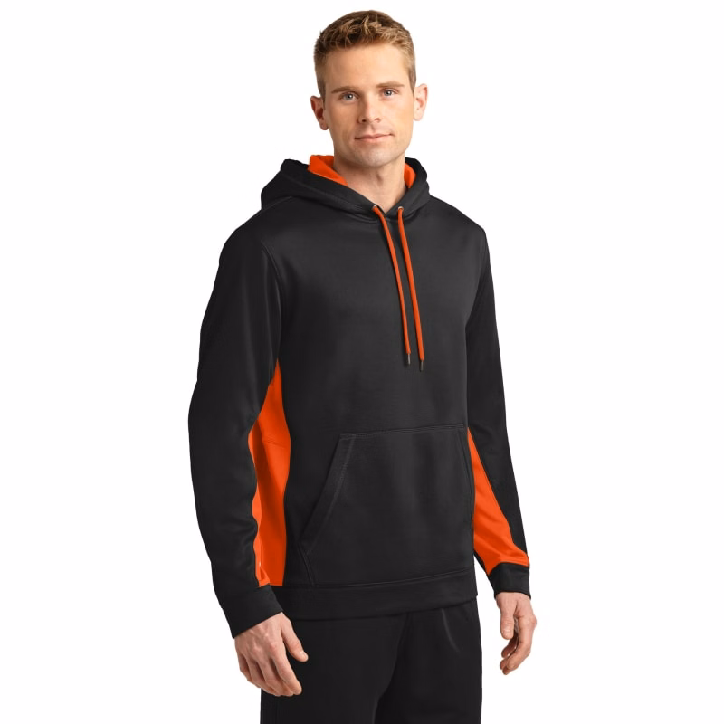 Sport-Tek Sport-Wick Fleece Colorblock Hooded Pullover.