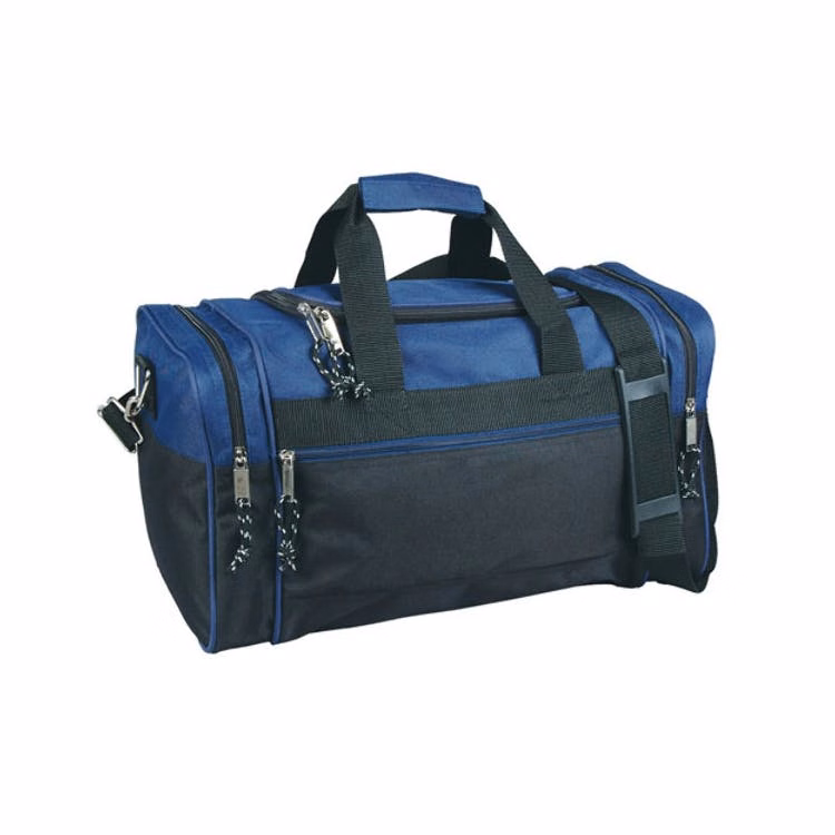 17" Poly Duffel Bags - Black with Navy