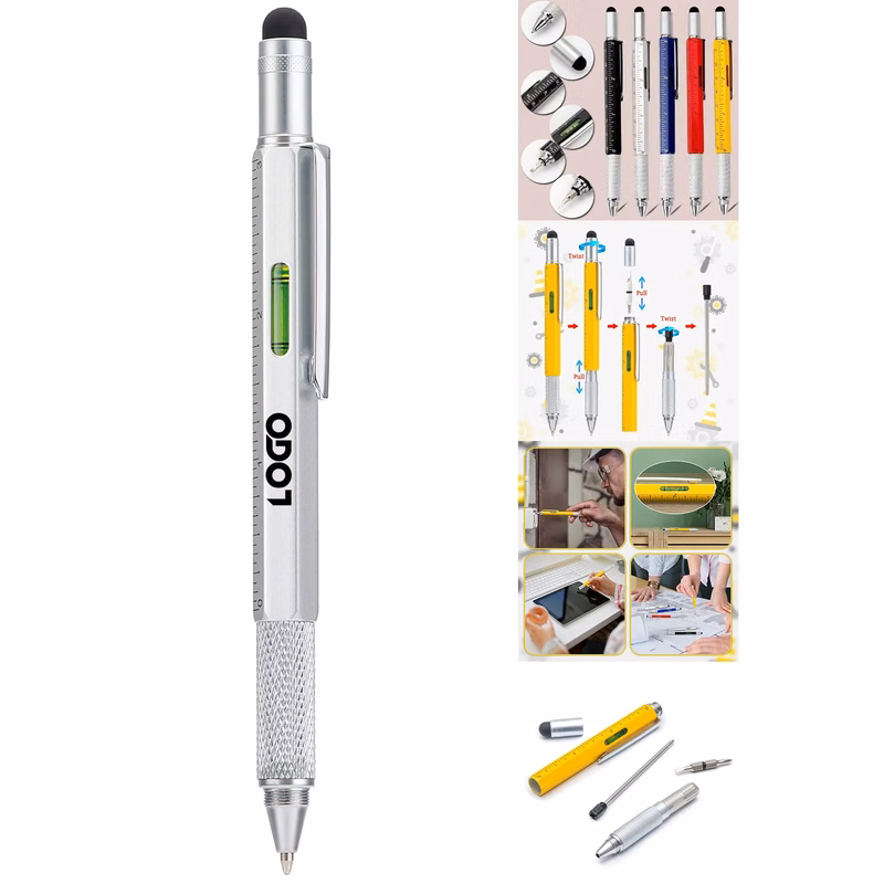 6 in 1 Multitool Pen with Ruler & Levelgauge