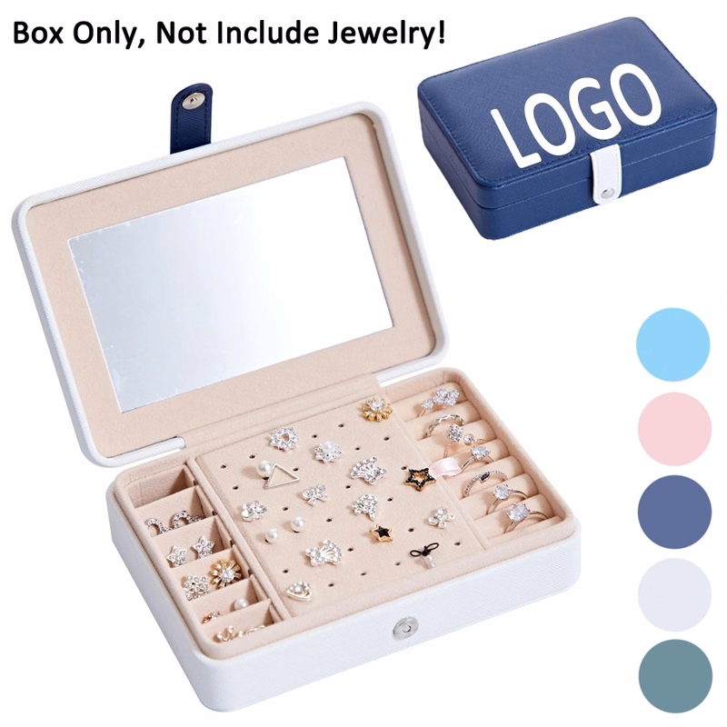 Portable Travel Jewelry Organizer Box with Mirror / Hook