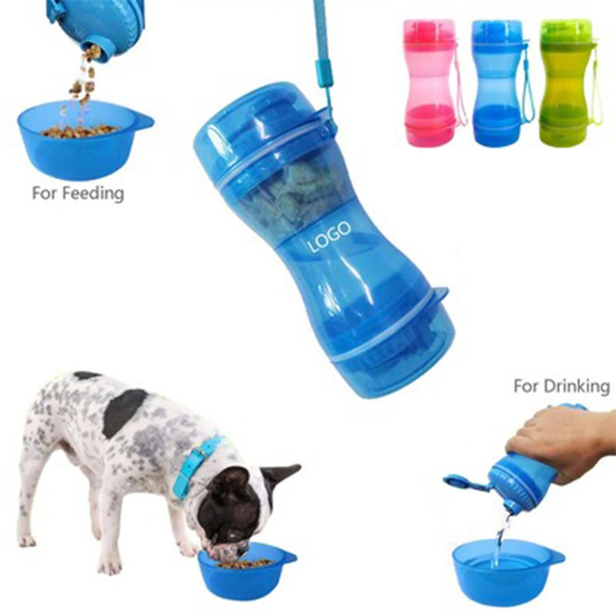 2-In-1 Pet Food Water Bottle With Bowl 1