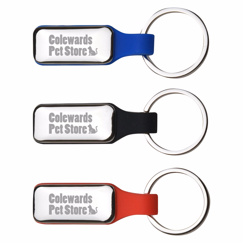 Metal Key Chain with Colored Silicon Strap