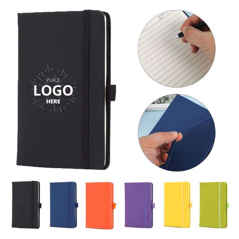 A6 Hardcover Pocket Notebook Journals with Pen Holder