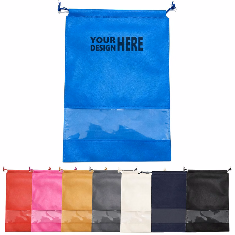 Non Woven Drawstring Shoe Pouch Dustproof Travel Bag