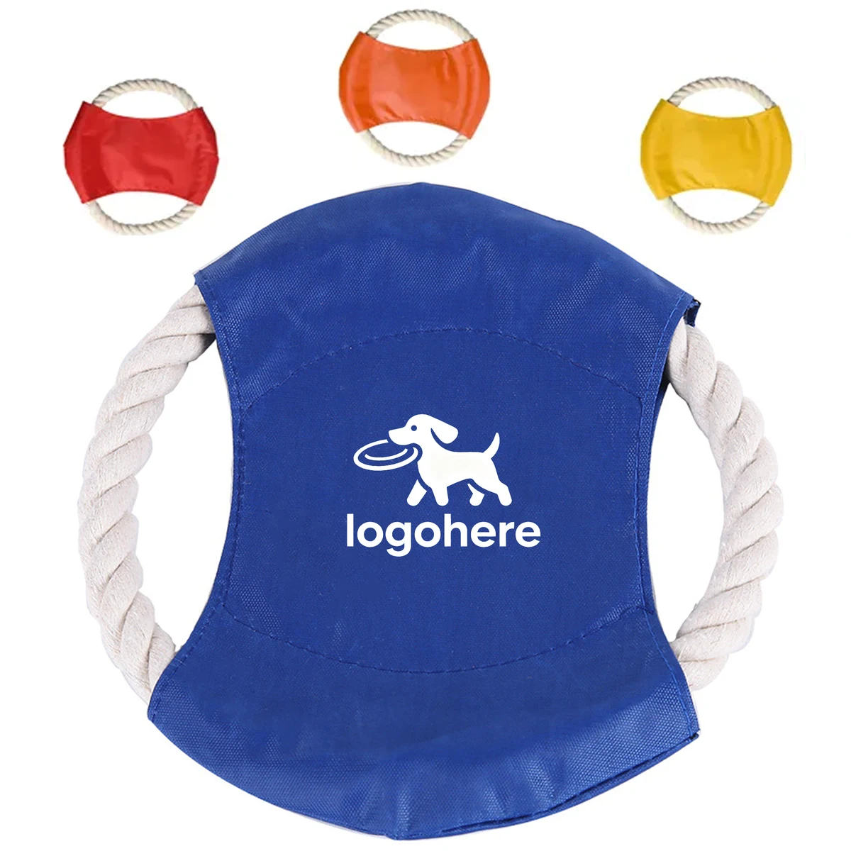 Chew Proof Fabric Pet Disc with Rope Tug 1