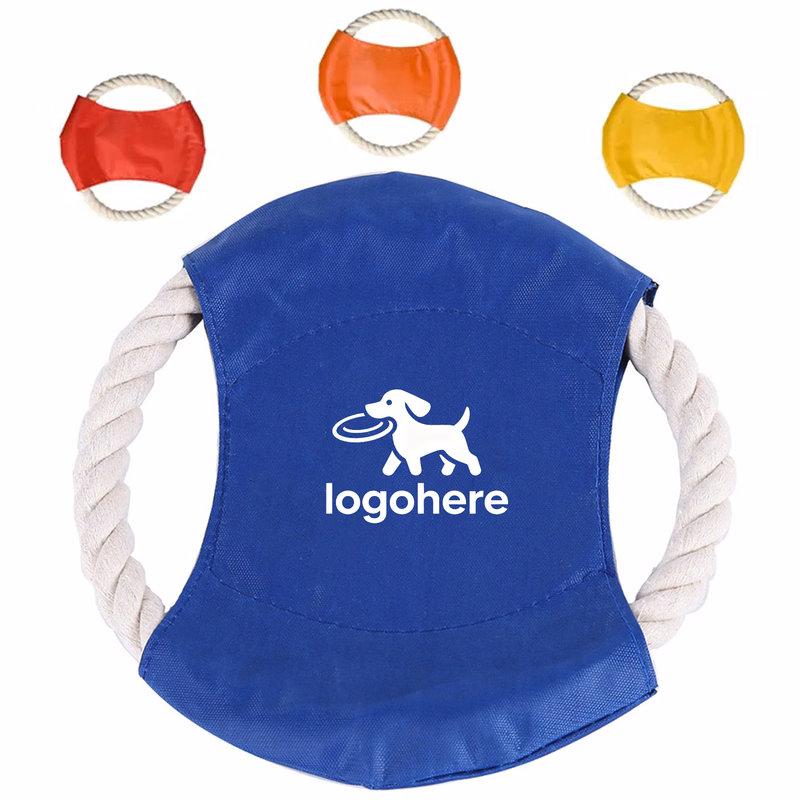 Chew Proof Fabric Pet Disc with Rope Tug