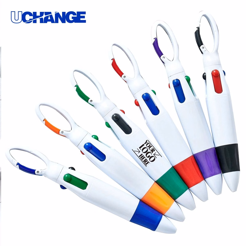 Four color Ballpoint Pen With Buckle for Lanyards