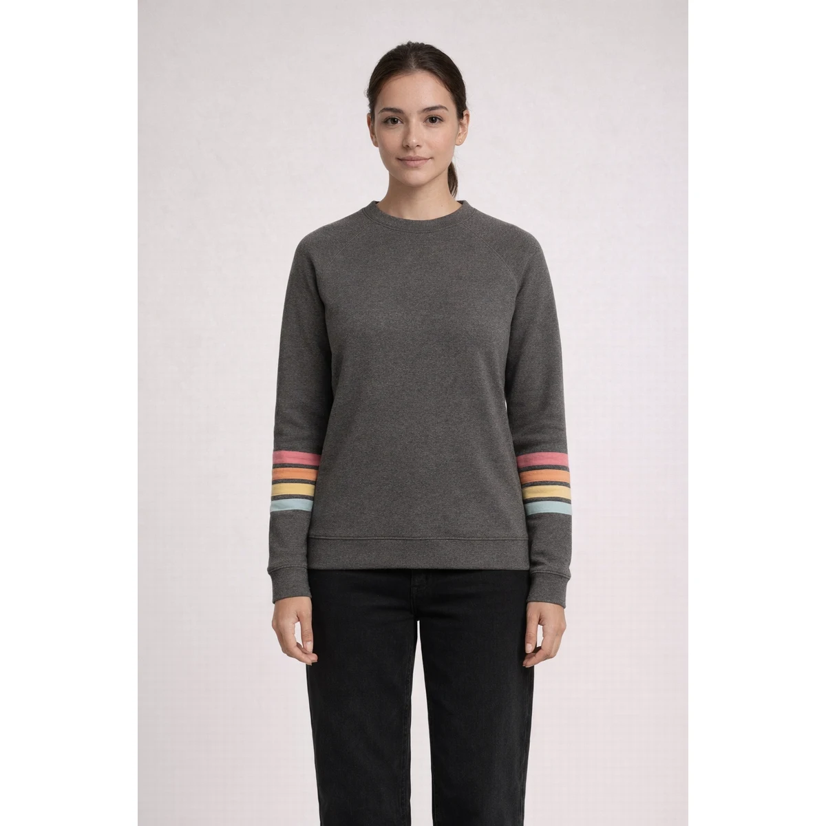 ALLANA STRIPE SLEEVE CREW 1