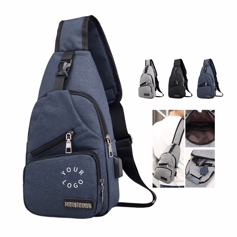 Oxford Sling Crossbody Bag With Zipper Pocket
