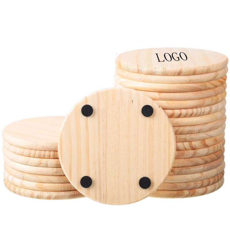Solid Wood Coaster with Logo Engraving