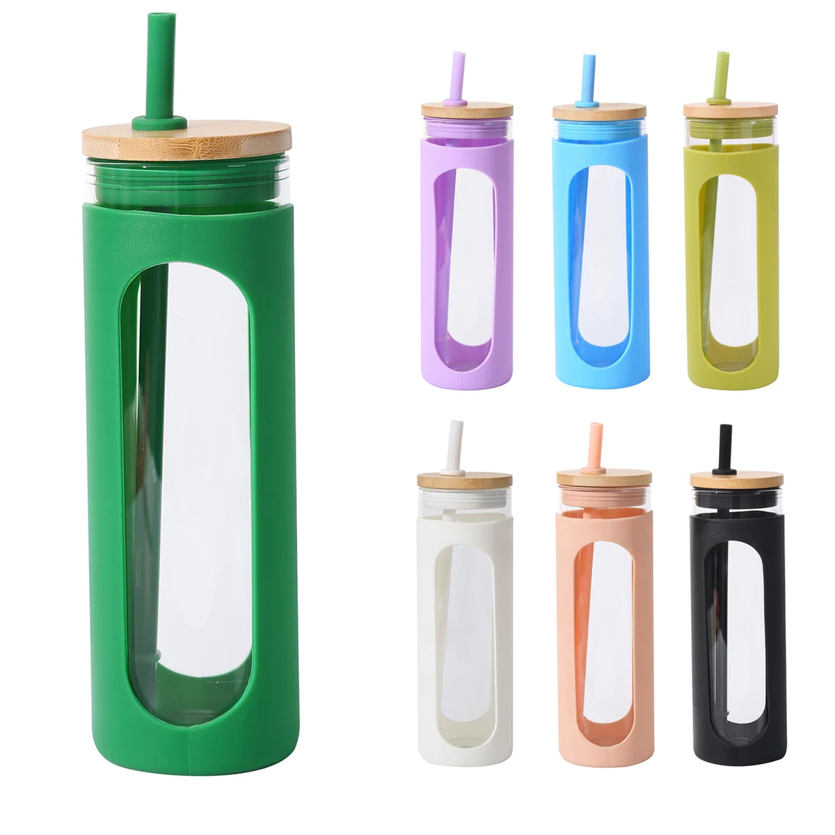 20oz Glass Water Tumbler with Straw and Lid 1