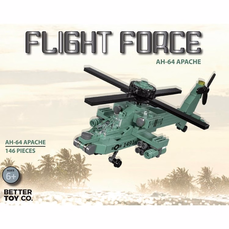 AH-64 Apache Helicopter Building Brick Kits - 146 Pieces Ages 6+