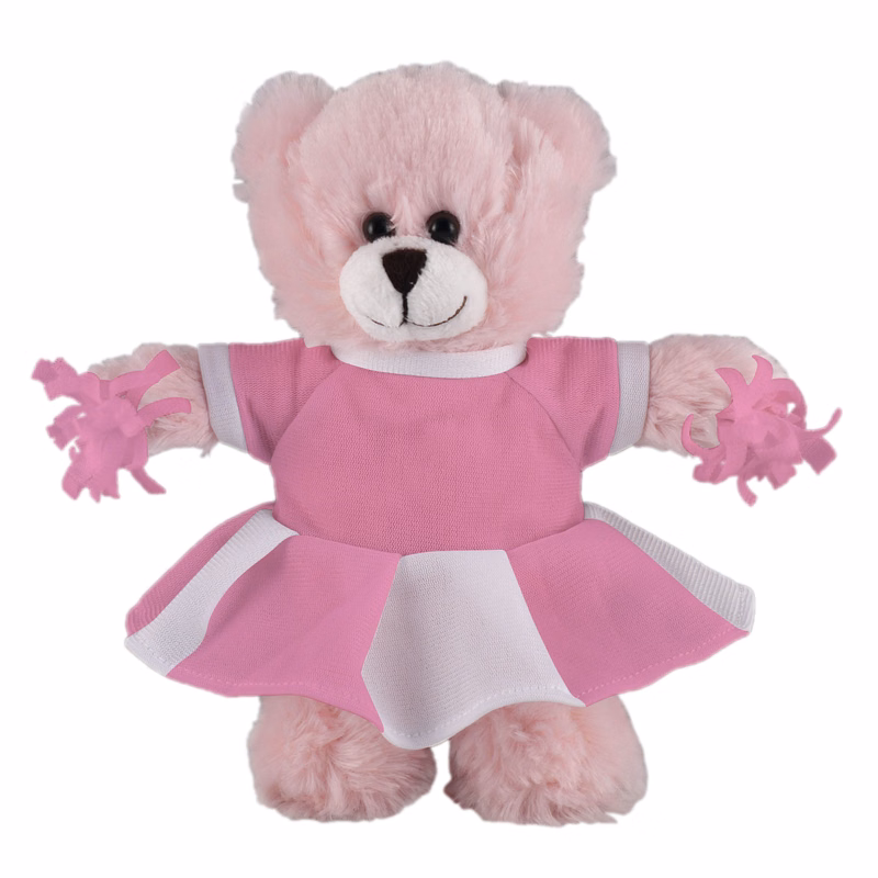 Soft Plush Stuffed Pink Bear with Cheerleader Outfit