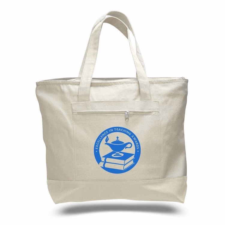 12 Oz. 2 Tone Canvas Zipper Tote Bag - 18"x14"x4 1/2"