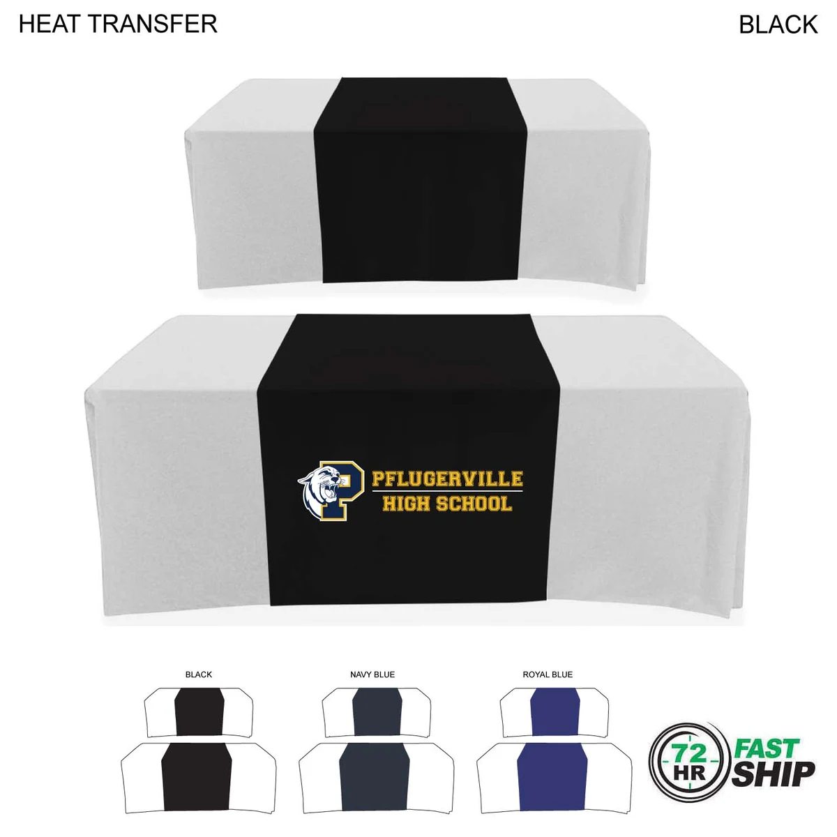 72 Hr Fast Ship - Polycotton Twill Table Runner, 30x90, Covers Front, Top and Back 1