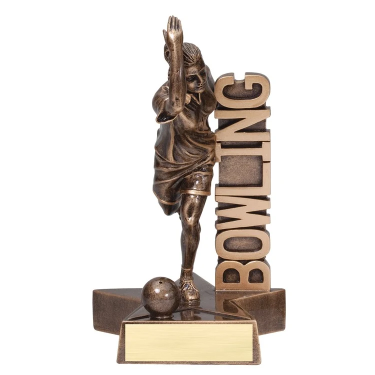 6 1/2" Tall Bowling Female Billboard Resin Award 1