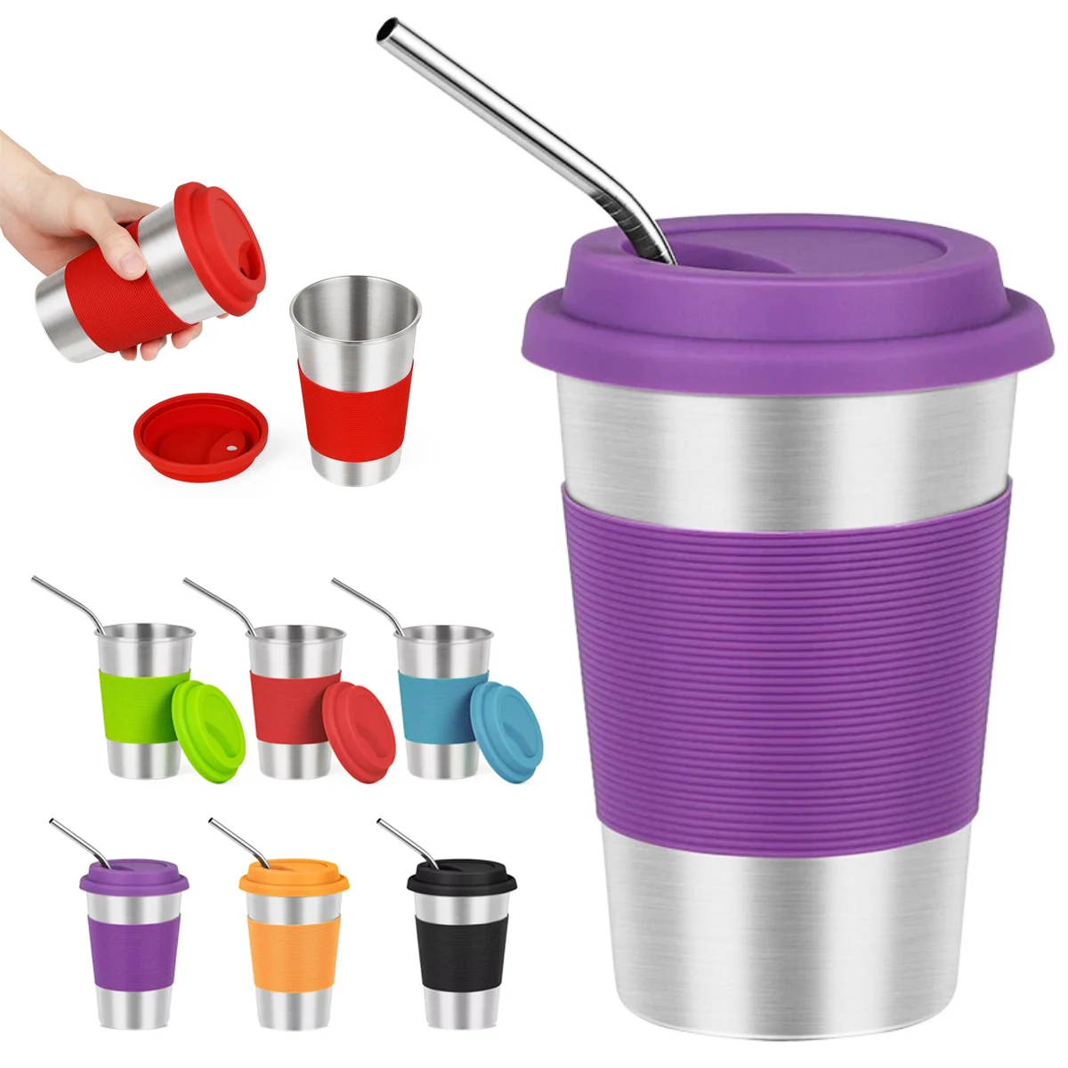 17Oz. Stainless Steel Tumbler with Reusable Straw 1