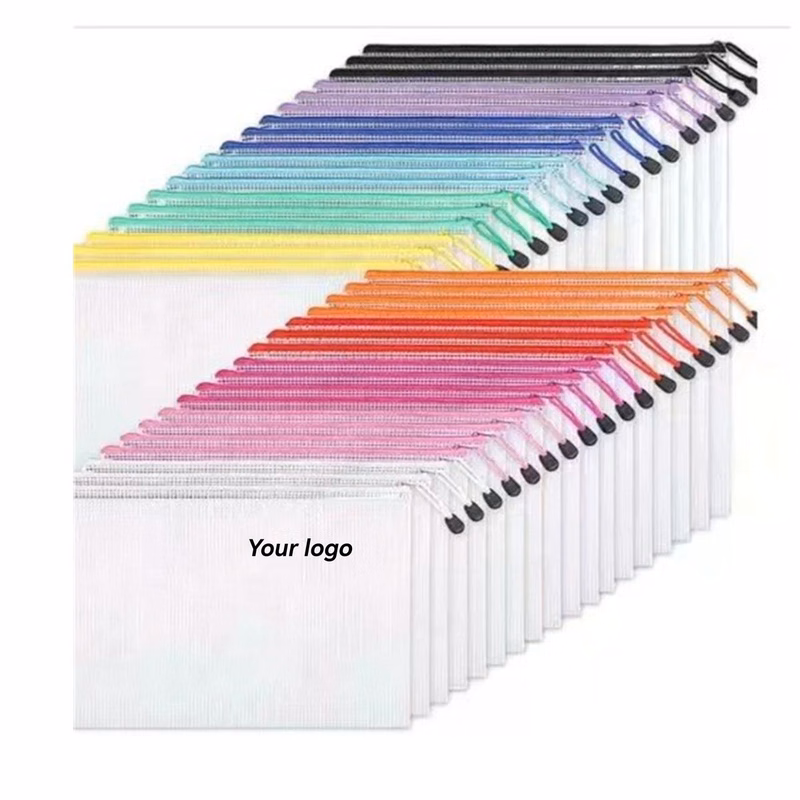PVC Mesh Zipper Clear Document Bag