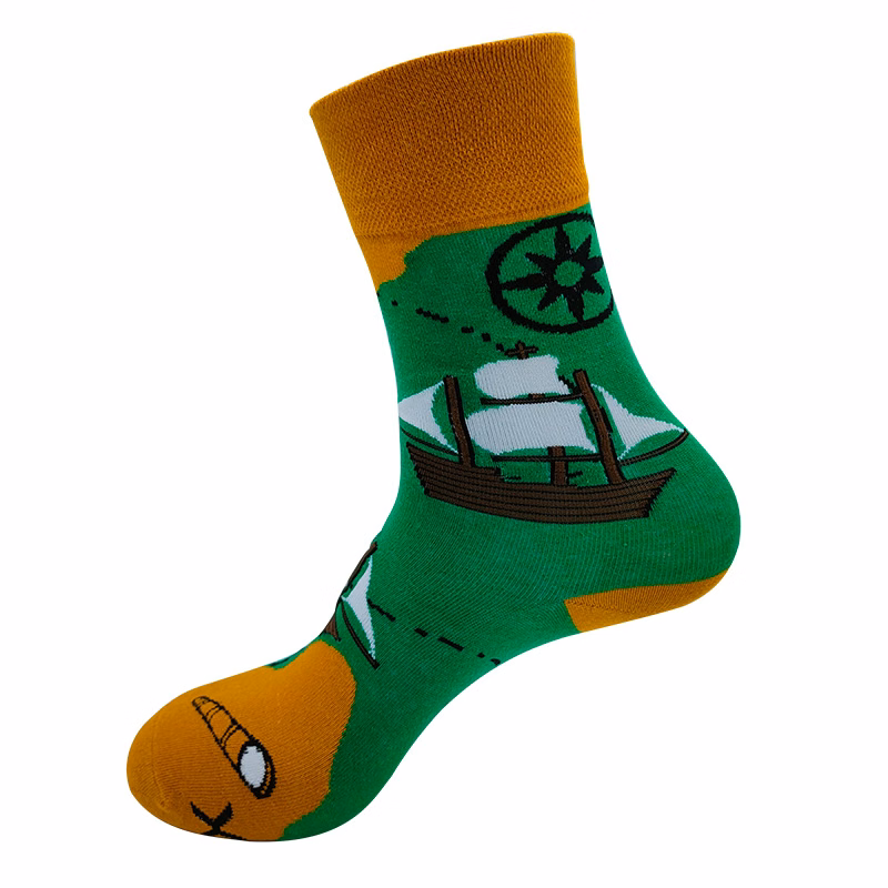 Cotton men socks with our colorfull customized knit-in jacquard socks