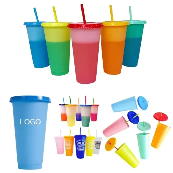 24 oz Color Changing Reusable Plastic Cups 1